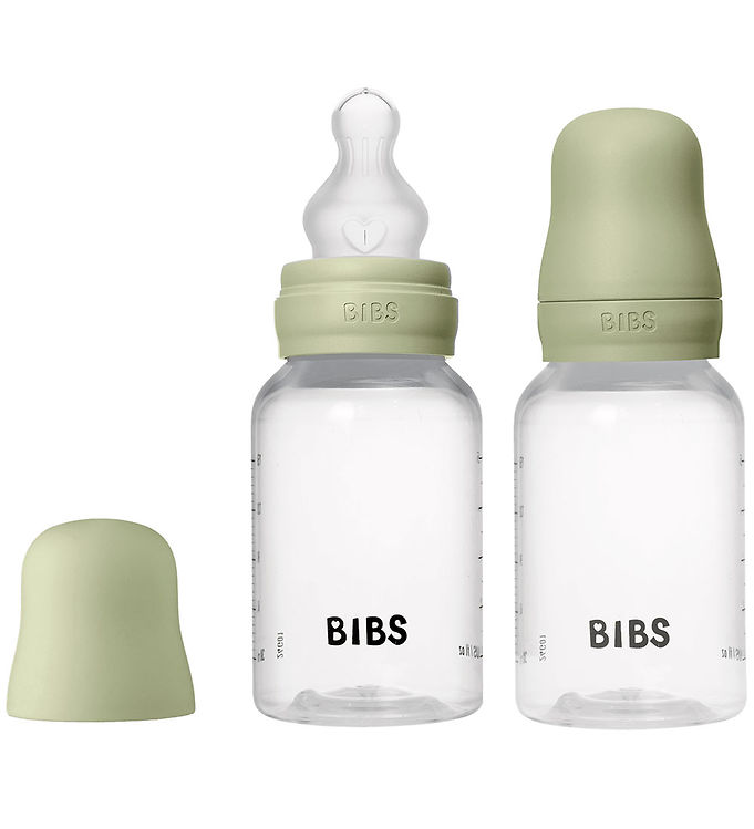 BIBS Bottle - Sutteflaskesæt - Plastik - 2-pak - Silikone/Slow Flow/Rund - 150ml - Sage