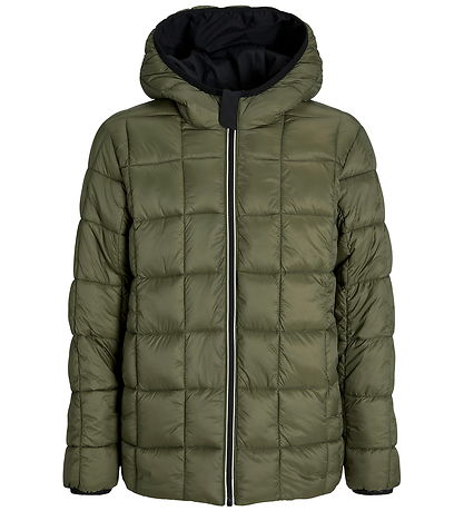 Jack & Jones Puffer Jacket - JjeBrook - Reversible - Black/Olive