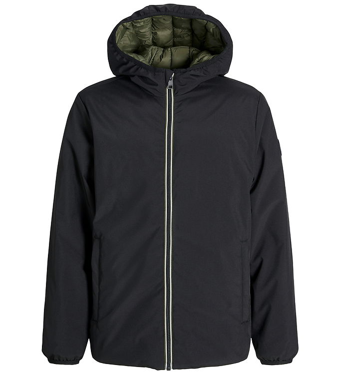 Jack & Jones Dynejakke - JjeBrook - Vendbar - Sort/Olive Night