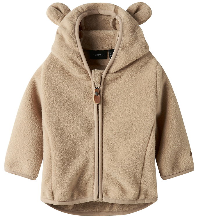 Name It Fleecejakke - NbnMeeko - Silver Mink m. Ører