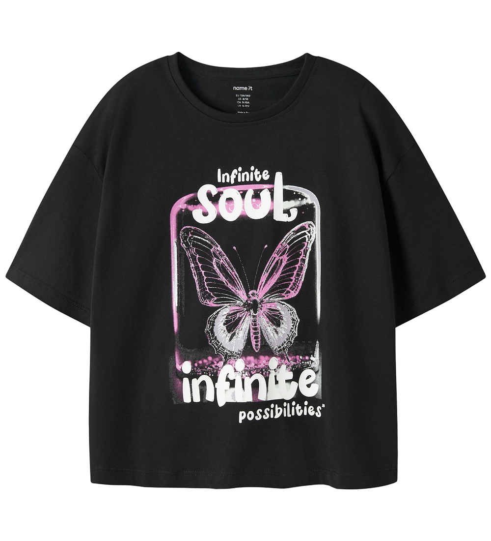 Name It T-Shirt - NkfVeen - Black/Soul - Name It - 6 Jahre (116) - T-Shirts