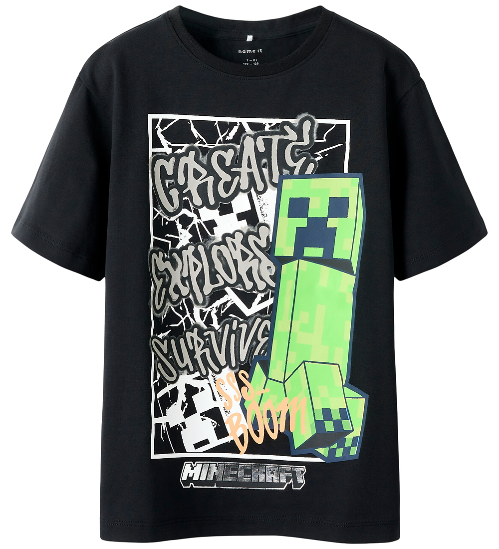 Name It T-Shirt - NkmMase - Minecraft - Schwarz - Name It - 7-8 Jahre (122-128) - T-Shirts
