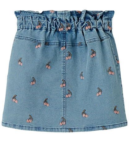 Lil' Atelier Nederdel - NmfDeva - Medium Blue Denim/CHERRY