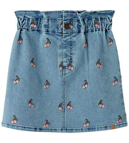 Lil' Atelier Nederdel - NmfDeva - Medium Blue Denim/CHERRY