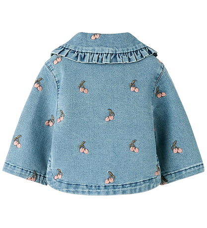 Lil' Atelier Denimjakke - NbfDeva - Medium Blue Denim/CHERRY