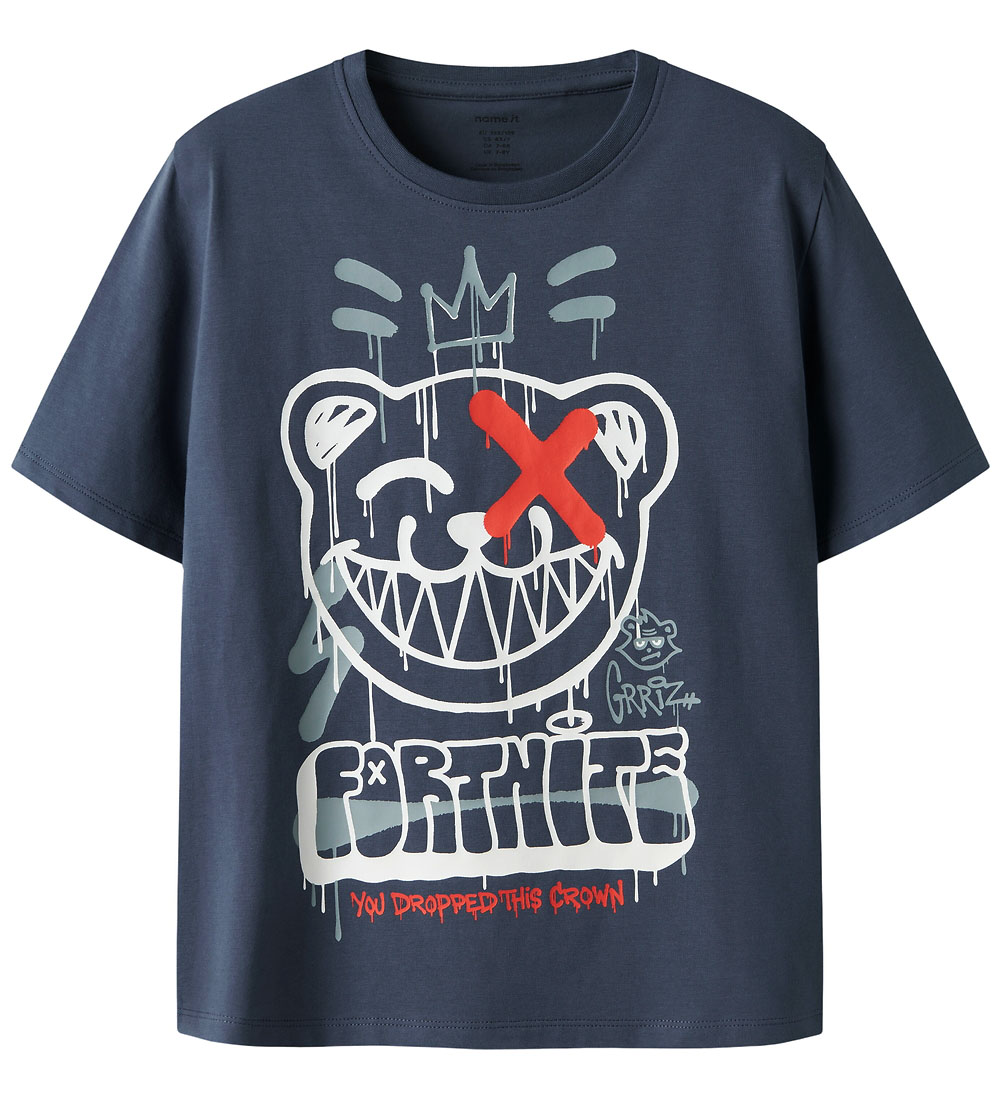 Name It T-Shirt - NkmFrans - Vintage Indigo/Fortnite - Name It - 7-8 Jahre (122-128) - T-Shirts
