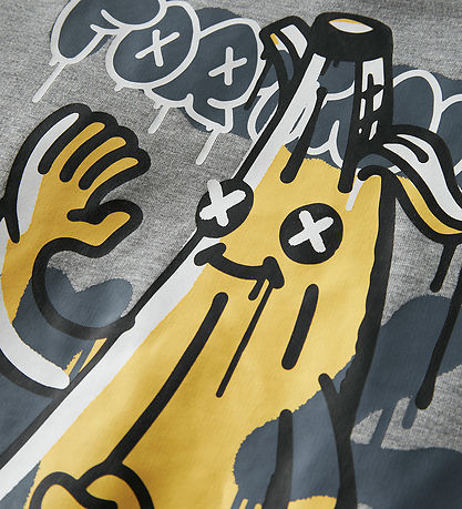 Name It Hættetrøje - Sweat - NkmFox - Grey Melange/Fortnite