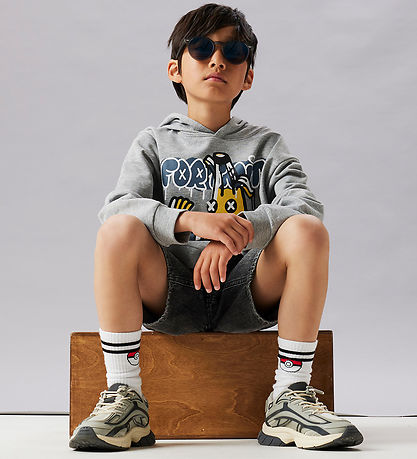 Name It Hættetrøje - Sweat - NkmFox - Grey Melange/Fortnite