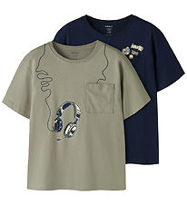 Name It T-shirt - NkmVilian - 2-pak - Shadow/Navy Blazer