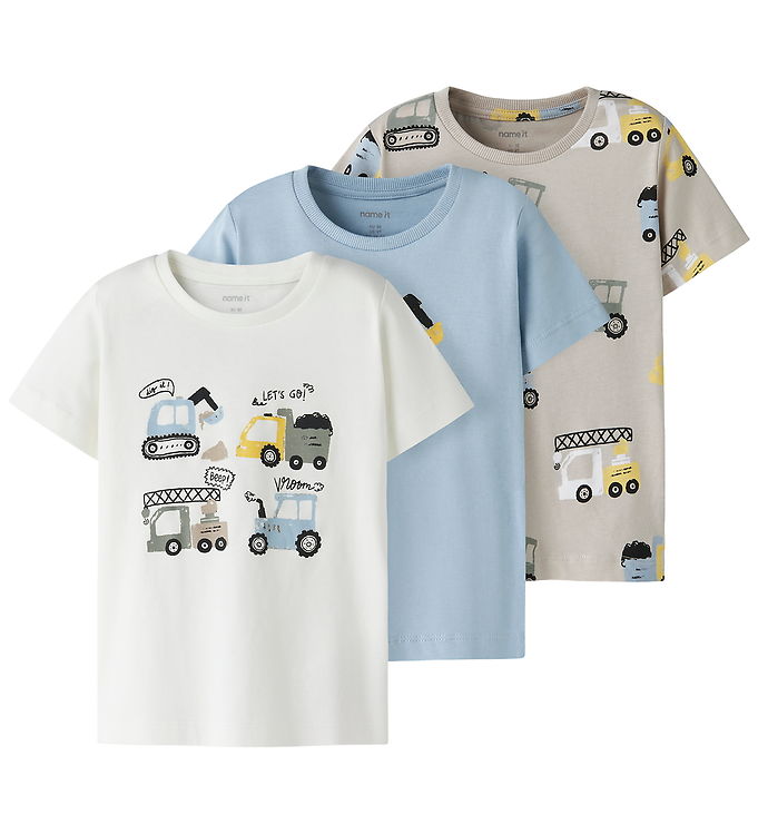 Name It T-shirts - NmmDanny - 3-pak - Cloud Dancer/Blue Fog/Chat