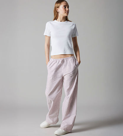 LMTD Bukser - Poplin - Wide - NlfKelle - Pink Marshmallow/Black