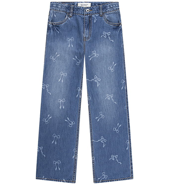 Abercrombie & Fitch Jeans - High Rise Wide - ANF Dusk m. Sløjfer