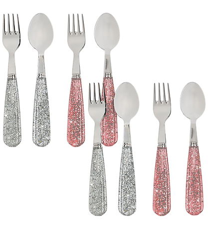 Konges Sløjd Børnebestik - 8-dele - Spakling Blush/Sparkling Blu