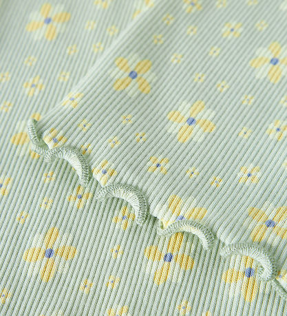 Name It Bukser - Rib - NkfVemia - Pale Aqua/Flowers