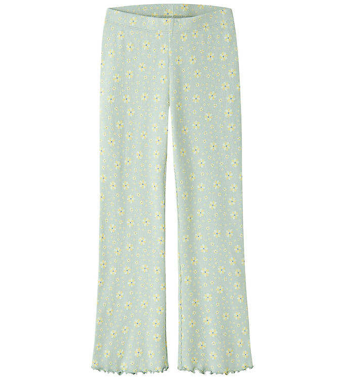 Name It Bukser - Rib - NkfVemia - Pale Aqua/Flowers