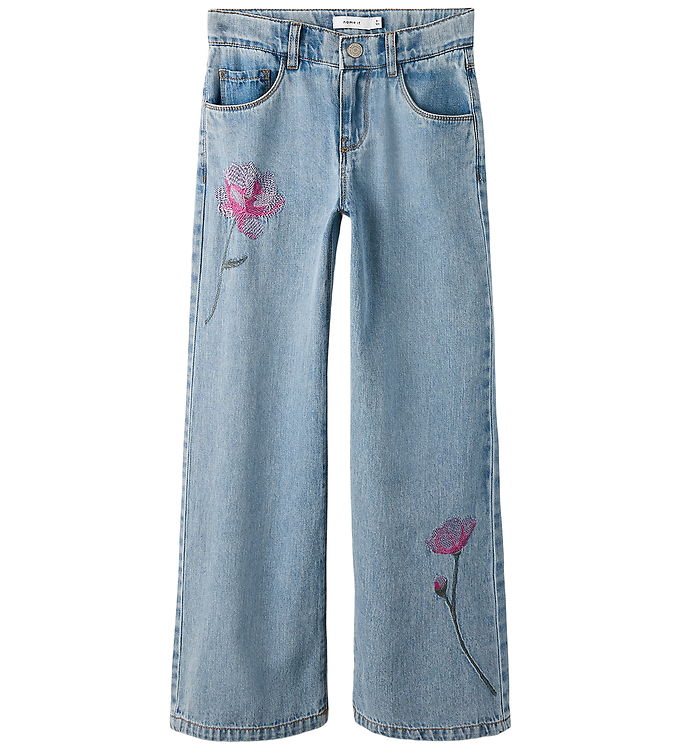 Name It Jeans - Wide - NkfRose - Light Blue Denim/Flower Emb
