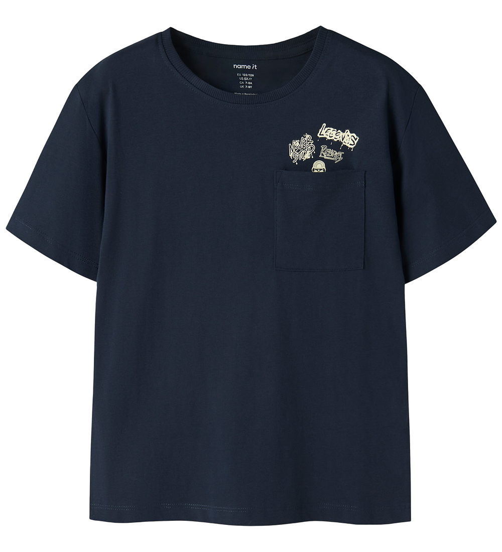 Name It T-Shirt - NkmVilian - Navy Blazer/Skate - Name It - 7-8 Jahre (122-128) - T-Shirts