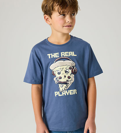 Name It T-shirt - NkmVictor - Vintage Indigo/Pizza Gamer