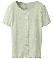 Name It T-shirt - Rib - NkfVemia - AOP - Pale Aqua/Flowers