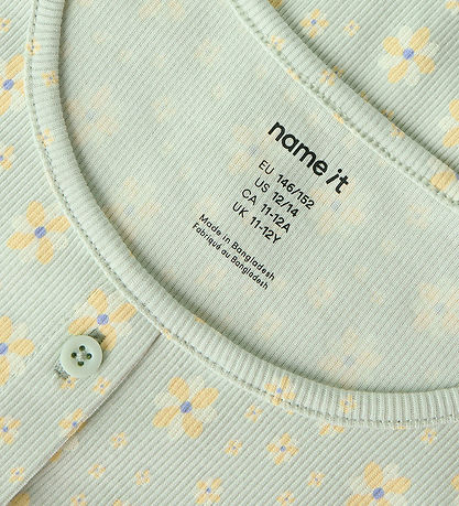 Name It T-shirt - Rib - NkfVemia - AOP - Pale Aqua/Flowers