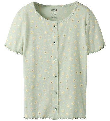 Name It T-shirt - Rib - NkfVemia - AOP - Pale Aqua/Flowers