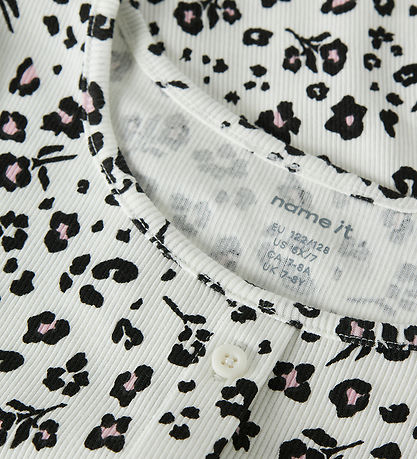 Name It T-shirt - Rib - NkfVemia - AOP - Cloud Dancer/Flower Led