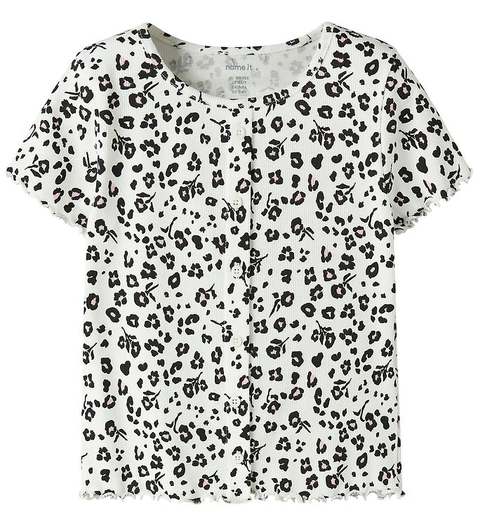 Name It T-shirt - Rib - NkfVemia - AOP - Cloud Dancer/Flower Led