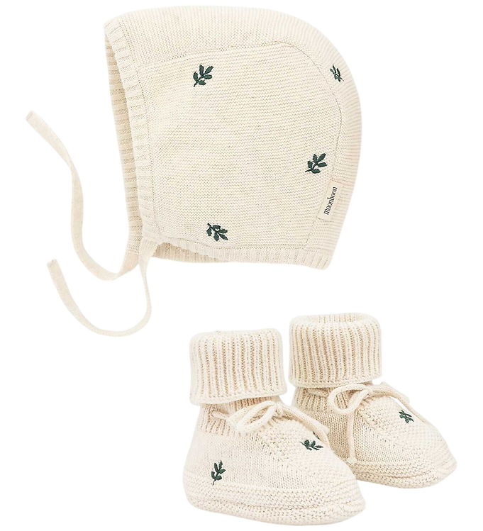 Moonboon Gaveæske - Futter Og Babyhjelm - Strik - Leaf