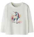 Name It Bluse - NmfVotea - Cloud Dancer/Pink Unicorn