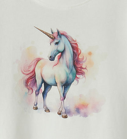 Name It Bluse - NmfVotea - Cloud Dancer/Pink Unicorn