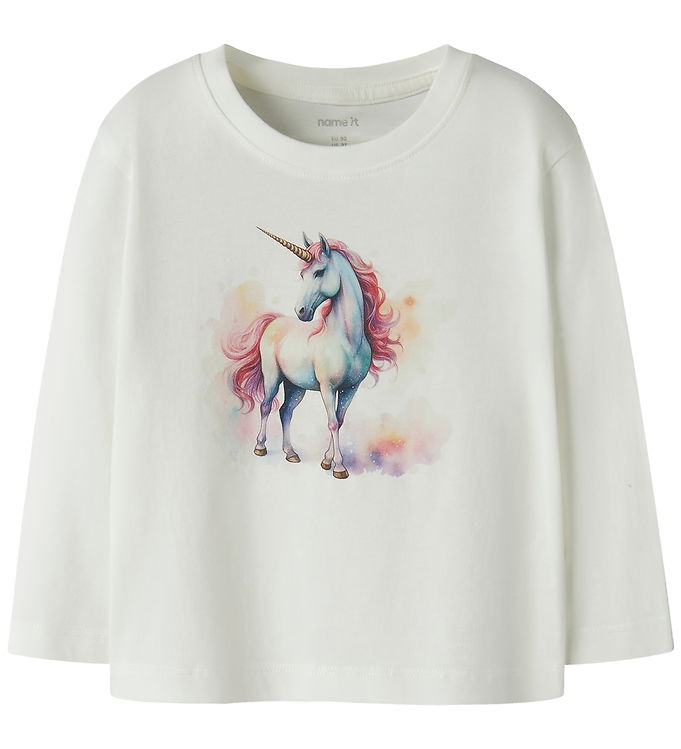 Name It Bluse - NmfVotea - Cloud Dancer/Pink Unicorn