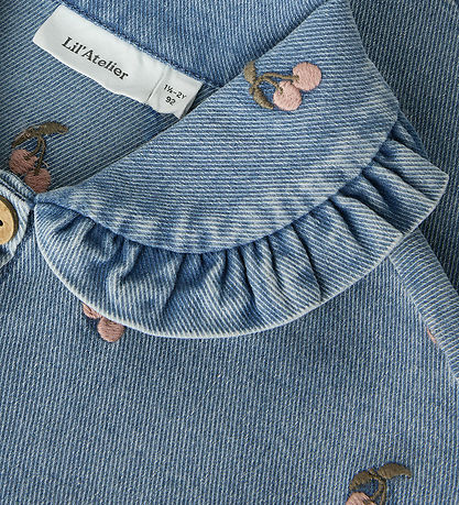 Lil' Atelier Denimjakke - NmfDena - Medium Blue Denim/Cherry
