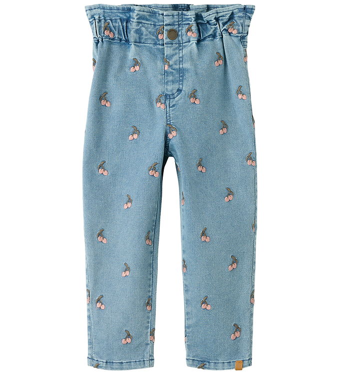 Lil' Atelier Jeans Medium Blå Denim Med Kirsebærbroderi - Str. 2y 92cm