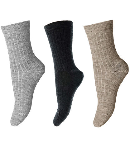 MP Strømper - Rib - 3-pak - Sort/Brun/Grå