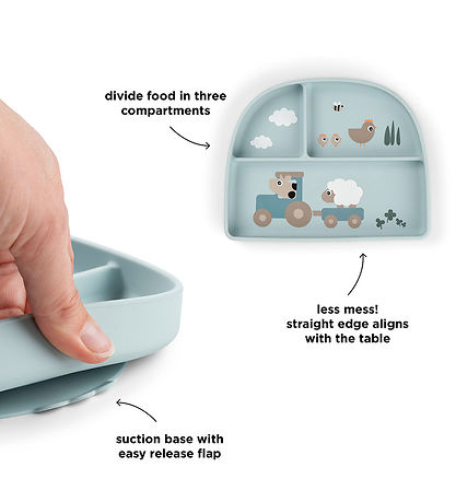 Done by Deer Tallerken - Stick & Stay - Tiny Farm - Blå