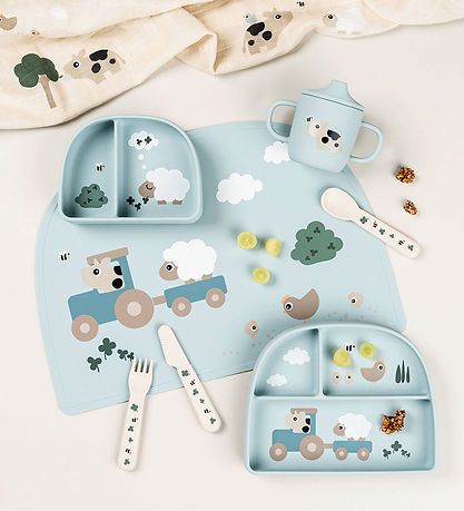 Done by Deer Tallerken - Stick & Stay - Tiny Farm - Blå