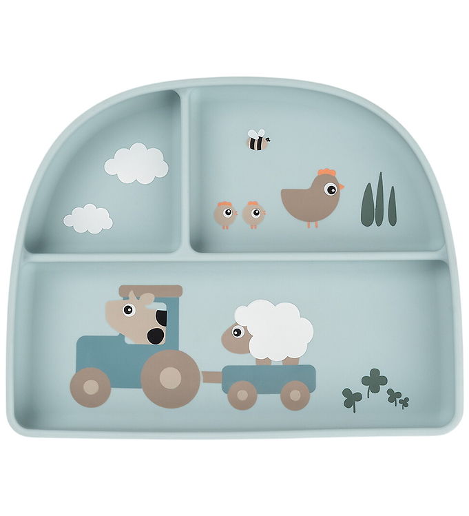 Done by Deer Tallerken - Stick & Stay - Tiny Farm - Blå billede