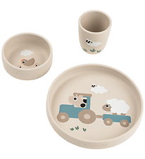Done by Deer Spisesæt - Silikone - Stick & Stay - Tiny Farm - Sa