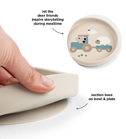Done by Deer Spisesæt - Silikone - Stick & Stay - Tiny Farm - Sa