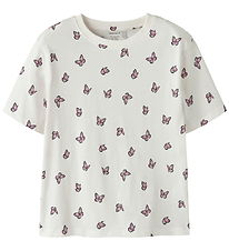 Name It T-shirt - NkfVelda - Cloud Dancer/Small Butterflies