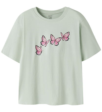 Name It T-shirt - NkfVelda - Pale Aqua/Butterflies