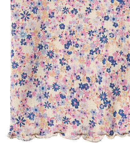 Wheat T-shirt - Alicia - Rib - Pink Blue Flowers