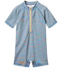 Wheat Badeheldragt - UV40+ - Cas - Blue Swim Stripe