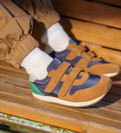 Angulus Sko - Cognac/Navy/Oat/Green