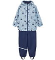 CeLaVi Rainwear w. Suspenders - AOP - Blue Fog