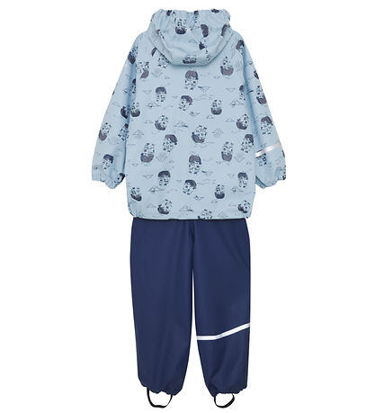 CeLaVi Regntøj m. Seler - AOP - Blue Fog