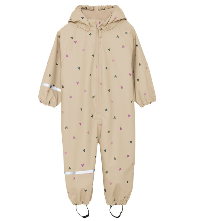 CeLaVi Regndragt - PU - White Pepper m. Hjerter