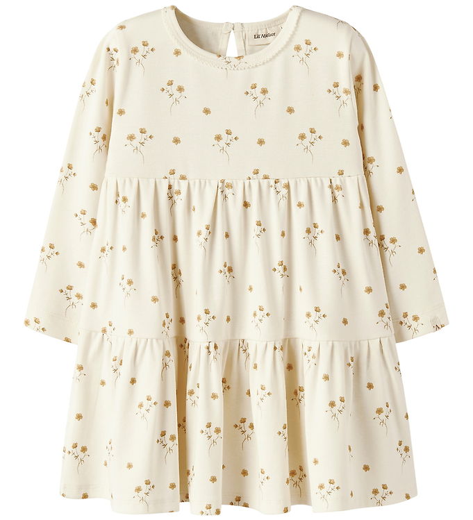 Lil Atelier Kjole - NmfLayo - Coconut Milk/FLOWER YELLOW billede