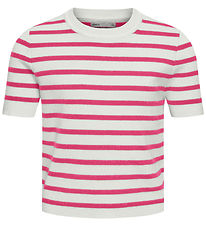 Kids Only T-shirt - Strik - KogFie - Cloud Dancer/Pink Yarrow