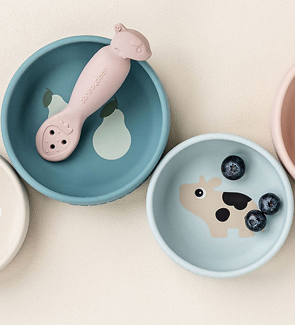 Done by Deer Skål - 2-pak - Silikone - Dotti - Blå